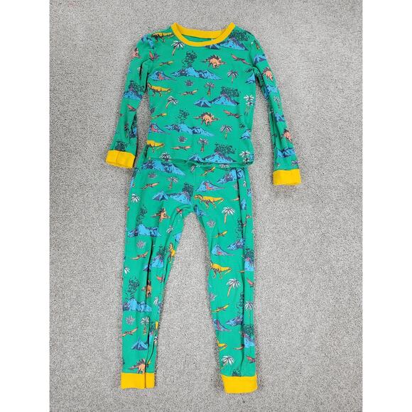 Tucker + Tate 2pc Pajama Set Kids 8 Green Dinosaurs Volcano Cotton Sleepwear - Picture 1 of 16